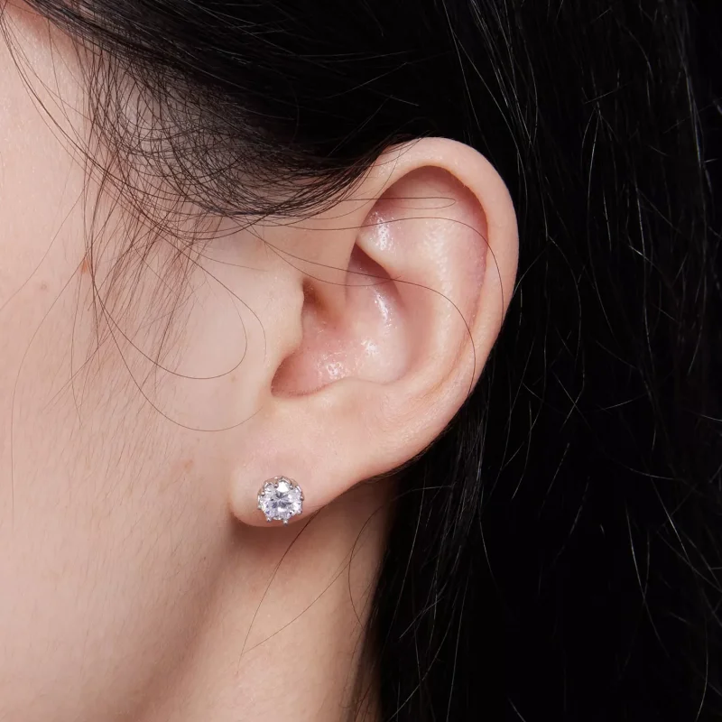 (resim) Pandora Stilinde Zarif Moissanite Küpe (İki Sertifika) - MSE016-S - Görüntüle 6