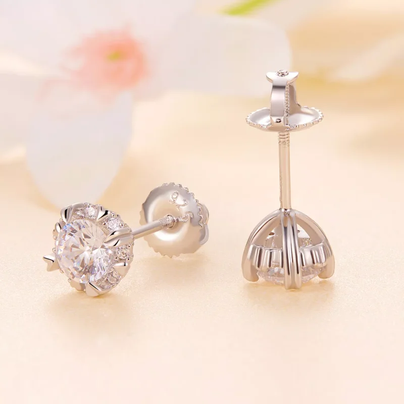 (resim) Pandora Stilinde Zarif Moissanite Küpe (İki Sertifika) - MSE017 - Görüntüle 4