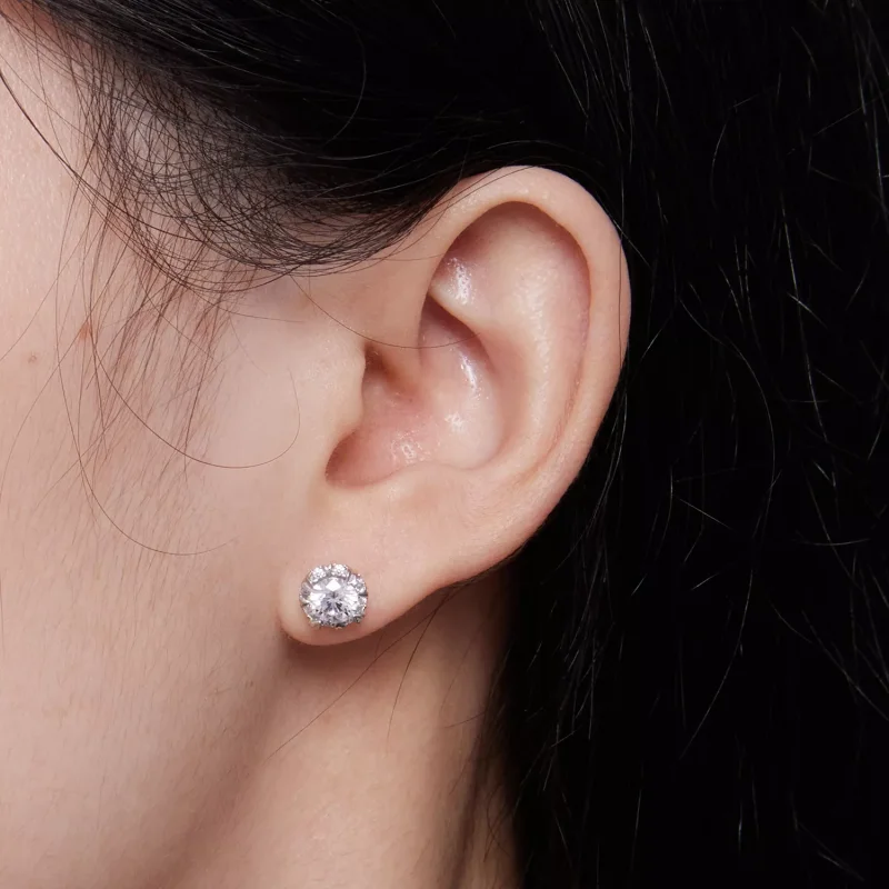 (resim) Pandora Stilinde Zarif Moissanite Küpe (İki Sertifika) - MSE017 - Görüntüle 5