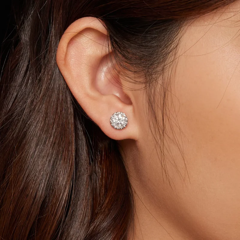 (resim) Pandora Tarzı 1 Karat Moissanite Küpe - MSE027 - Görüntüle 6