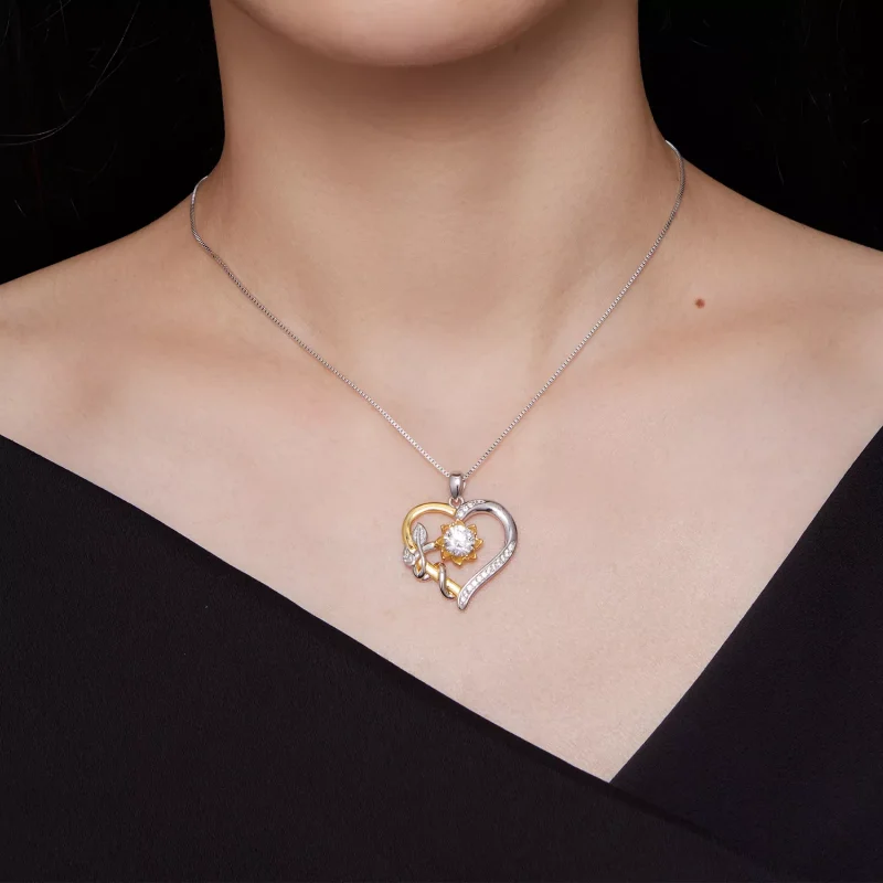 (resim) Pandora Tarzı Aşk Moissanite Kolye (Bir Sertifika) - MSN012 - Görüntüle 6