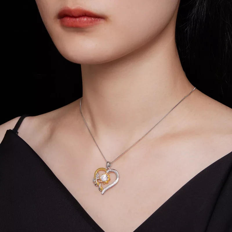 (resim) Pandora Tarzı Aşk Moissanite Kolye (Bir Sertifika) - MSN012 - Görüntüle 7
