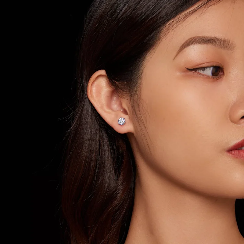 (resim) Pandora Tarzı Akvamarin Moissanite Küpe - MSE025-LLB - Görüntüle 2