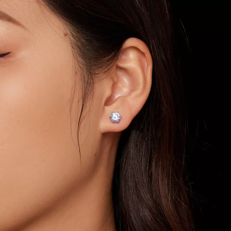 (resim) Pandora Tarzı Akvamarin Moissanite Küpe - MSE025-LLB - Görüntüle 3