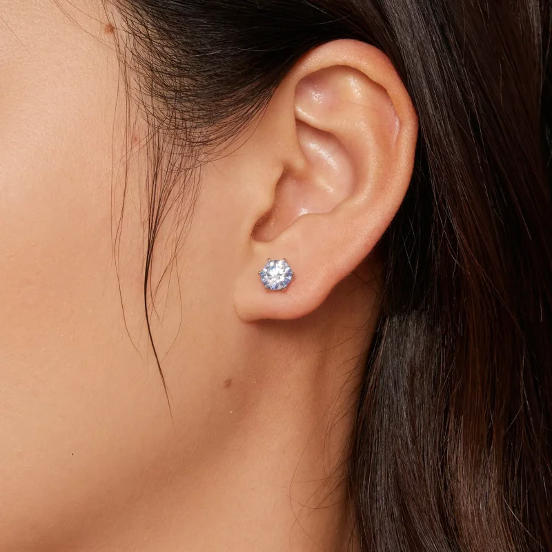 (resim) Pandora Tarzı Akvamarin Moissanite Küpe - MSE025-LLB - Görüntüle 4