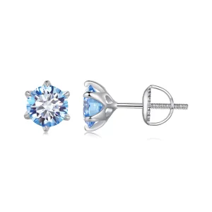 (resim) Pandora Tarzı Akvamarin Moissanite Küpe - MSE025-LLB