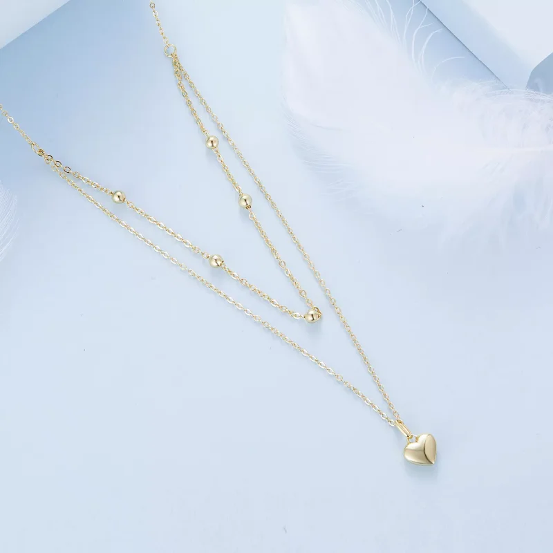(resim) Pandora tarzı Altın Aşk Kalp Boncuklu Kolye - BSN168-B - Görüntüle 3