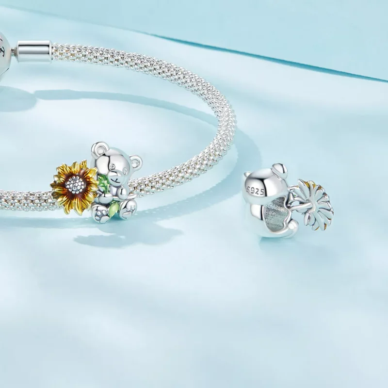 (resim) Pandora Tarzı Ayçiçeği ve Ayı Şanslı Takı - SCC2560 - Görüntüle 4