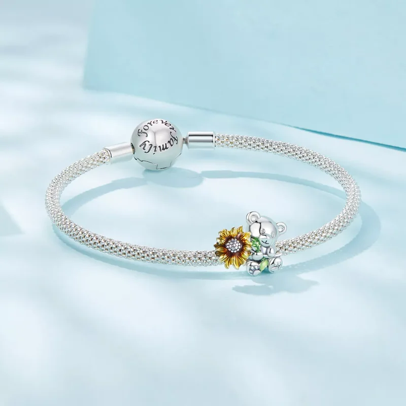 (resim) Pandora Tarzı Ayçiçeği ve Ayı Şanslı Takı - SCC2560 - Görüntüle 5