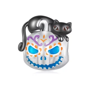 (resim) Pandora tarzı Cadılar Bayramı Jack-O-Lantern (Korkuluk Kafa) Şanslı Boncuk - SCC2626