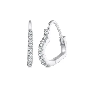 (resim) Pandora Tarzı Kalp Şeklinde Moissanite Halka Küpe (Bir Sertifika) - MSE035
