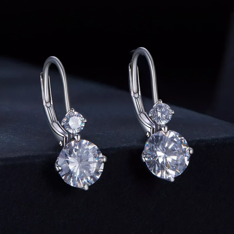 (resim) Pandora tarzı Moissanite Halka Küpe (İki Sertifika) - MSE031 - Görüntüle 2
