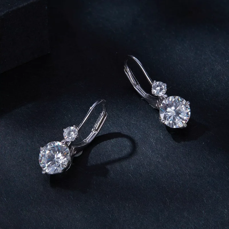 (resim) Pandora tarzı Moissanite Halka Küpe (İki Sertifika) - MSE031 - Görüntüle 3