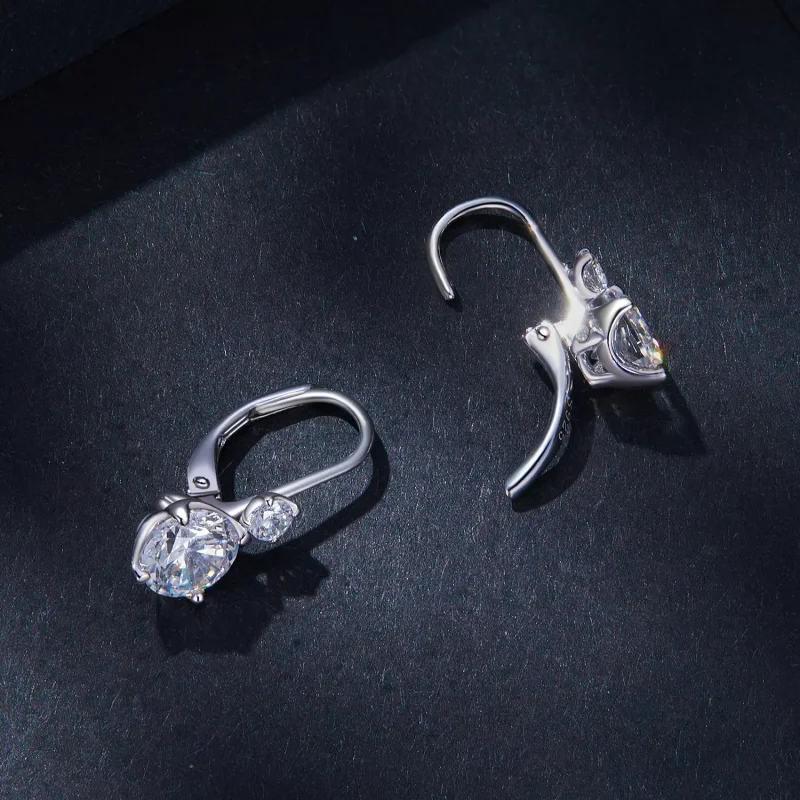(resim) Pandora tarzı Moissanite Halka Küpe (İki Sertifika) - MSE031 - Görüntüle 4