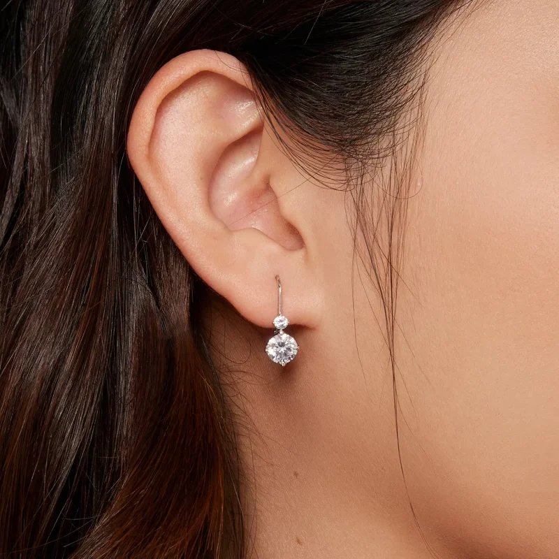 (resim) Pandora tarzı Moissanite Halka Küpe (İki Sertifika) - MSE031 - Görüntüle 6