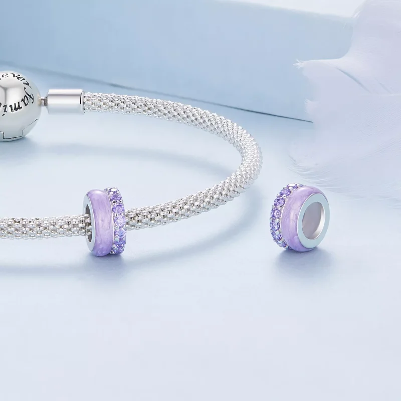 (resim) Pandora tarzı Mor Çift Katmanlı Silikon Spacer - BSC883-VT - Görüntüle 4