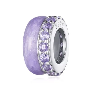(resim) Pandora tarzı Mor Çift Katmanlı Silikon Spacer - BSC883-VT