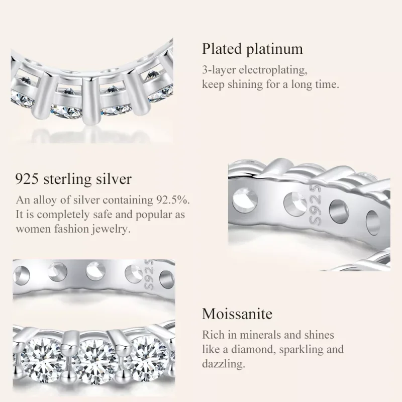 (resim) Pandora Tarzı Parlayan Moissanite Yüzük (Bir Sertifika) - MSR020 - Görüntüle 4