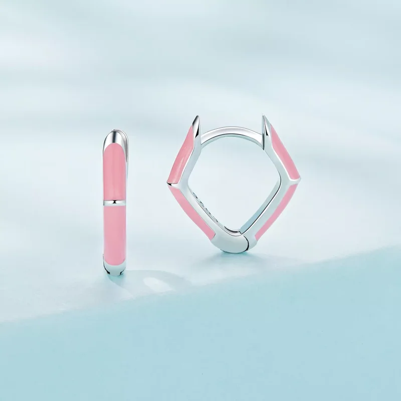 (resim) Pandora Tarzı Pembe Elmas Küpe Halkası - SCE1569-PK - Görüntüle 2