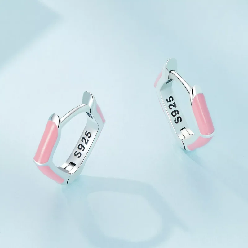 (resim) Pandora Tarzı Pembe Elmas Küpe Halkası - SCE1569-PK - Görüntüle 3