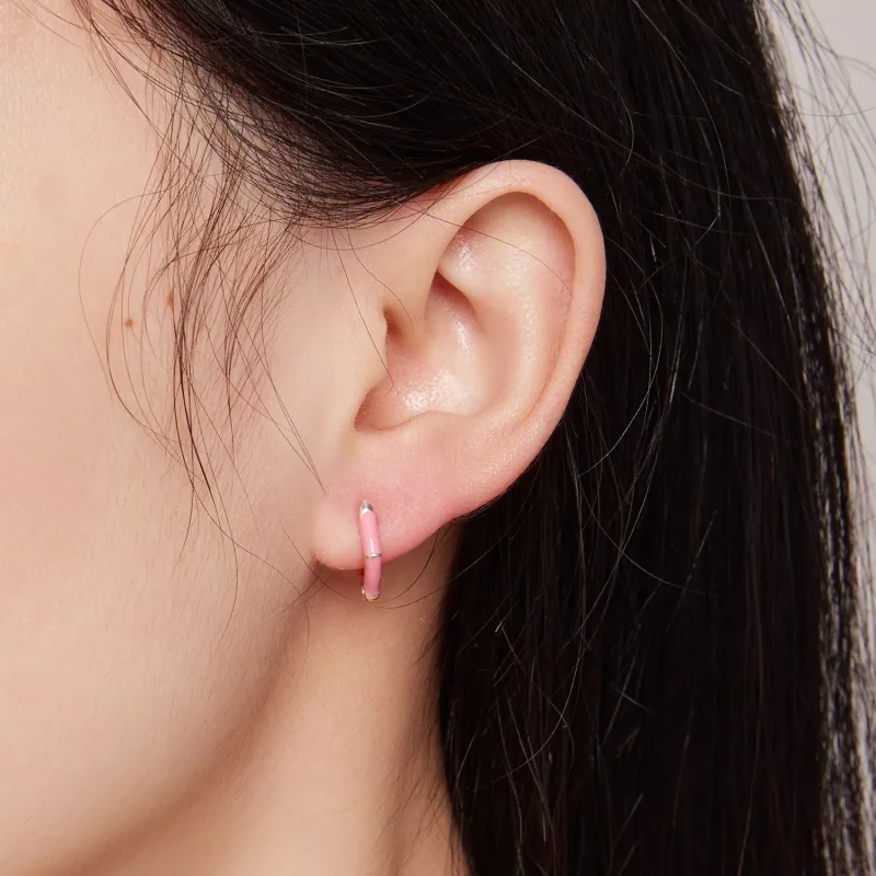(resim) Pandora Tarzı Pembe Elmas Küpe Halkası - SCE1569-PK - Görüntüle 5