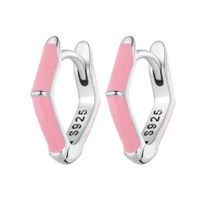 (resim) Pandora Tarzı Pembe Elmas Küpe Halkası - SCE1569-PK