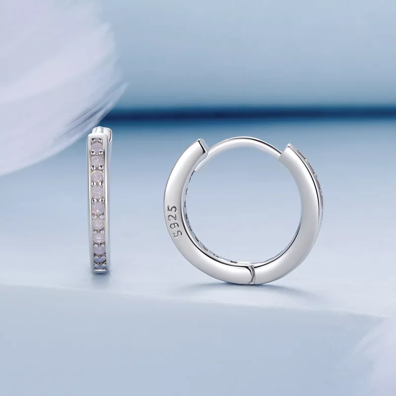 (resim) Pandora tarzı Pembe Opal Halka Küpe - BSE875 - Görüntüle 2
