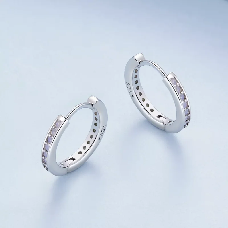 (resim) Pandora tarzı Pembe Opal Halka Küpe - BSE875 - Görüntüle 3
