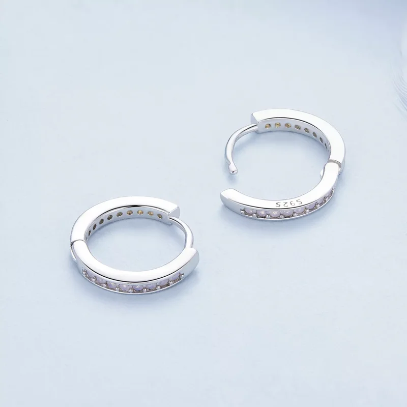 (resim) Pandora tarzı Pembe Opal Halka Küpe - BSE875 - Görüntüle 4
