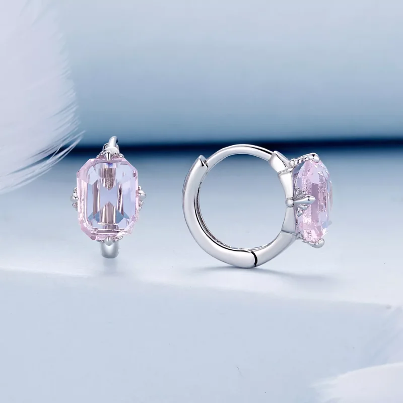 (resim) Pandora tarzı Pembe Taşlı Halka Küpe - BSE889 - Görüntüle 2