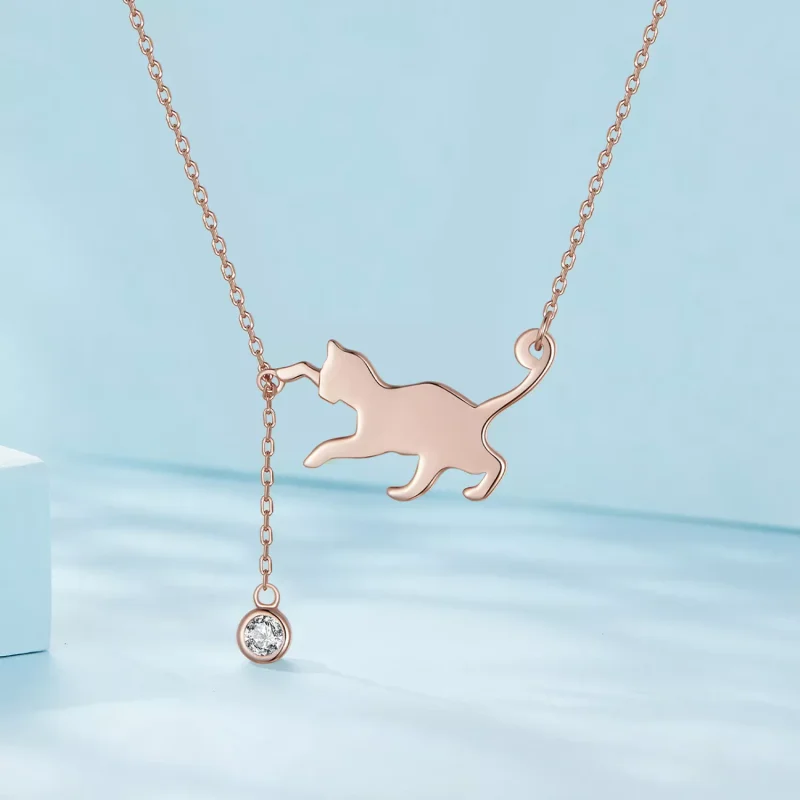(resim) Pandora Tarzı Rose Gold Yaramaz Kedi Kolye - SCN232-C - Görüntüle 2