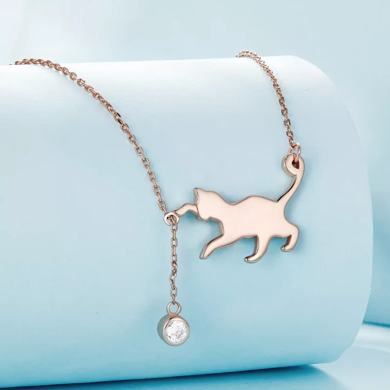 (resim) Pandora Tarzı Rose Gold Yaramaz Kedi Kolye - SCN232-C - Görüntüle 3