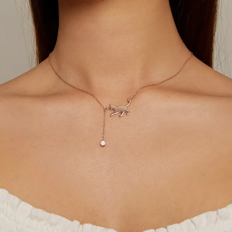 (resim) Pandora Tarzı Rose Gold Yaramaz Kedi Kolye - SCN232-C - Görüntüle 4