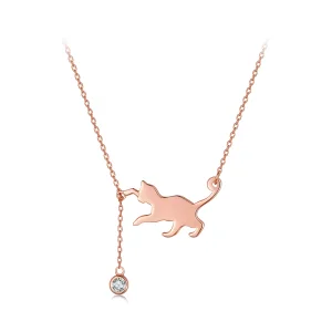 (resim) Pandora Tarzı Rose Gold Yaramaz Kedi Kolye - SCN232-C