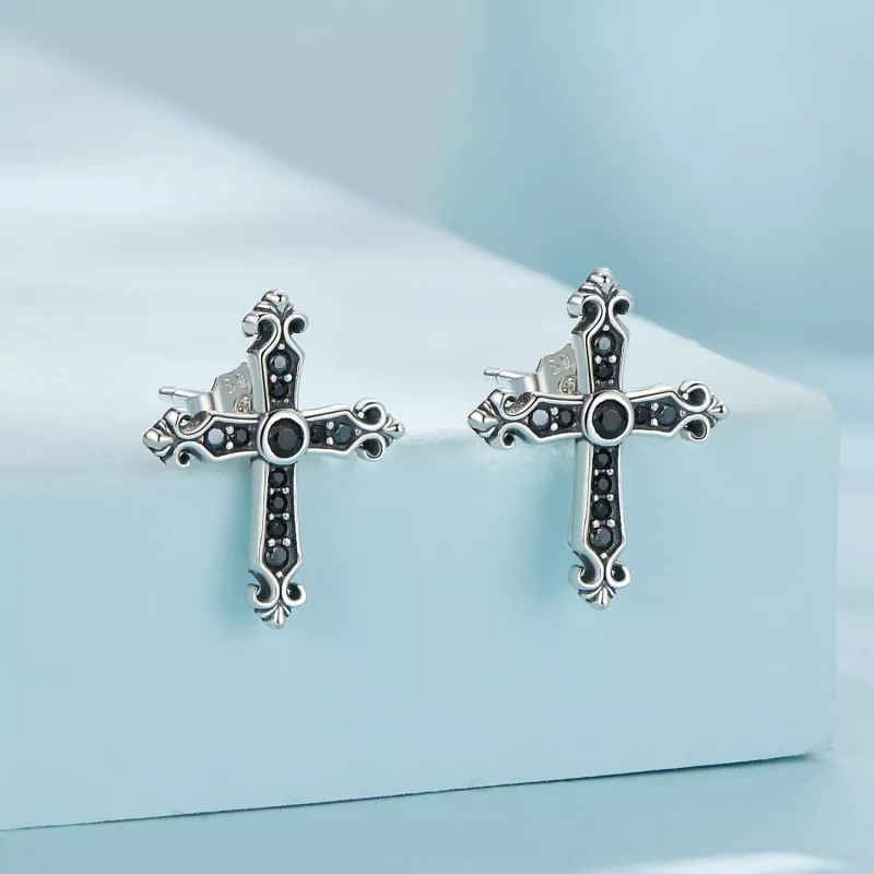 (resim) Pandora Tarzı Vintage Haçlı Küpe - SCE1655 - Görüntüle 2