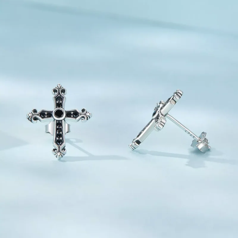 (resim) Pandora Tarzı Vintage Haçlı Küpe - SCE1655 - Görüntüle 4