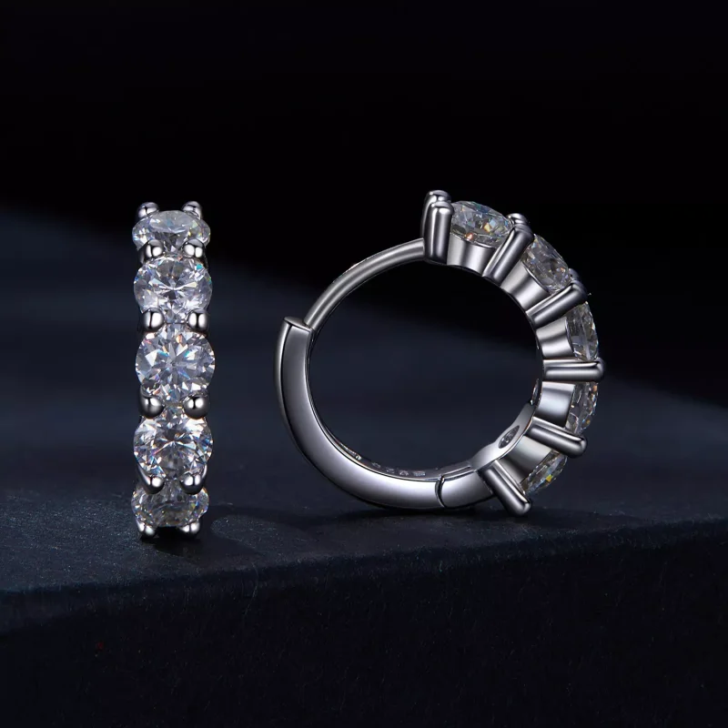 (resim) Pandora tarzı Yarı Halka Moissanite Elmas Küpe - MSE033 - Görüntüle 2