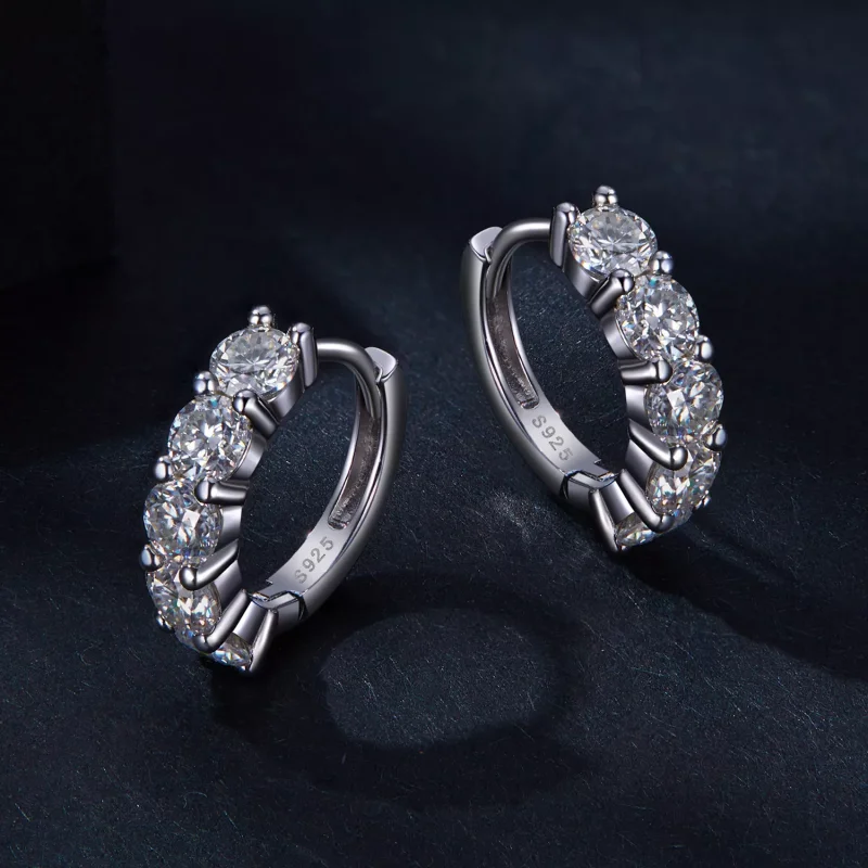 (resim) Pandora tarzı Yarı Halka Moissanite Elmas Küpe - MSE033 - Görüntüle 3