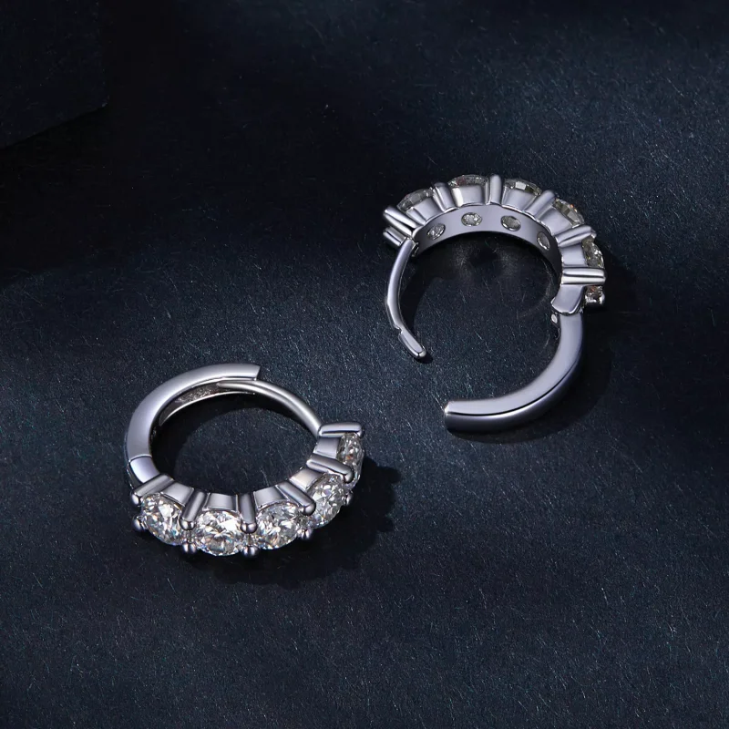 (resim) Pandora tarzı Yarı Halka Moissanite Elmas Küpe - MSE033 - Görüntüle 4