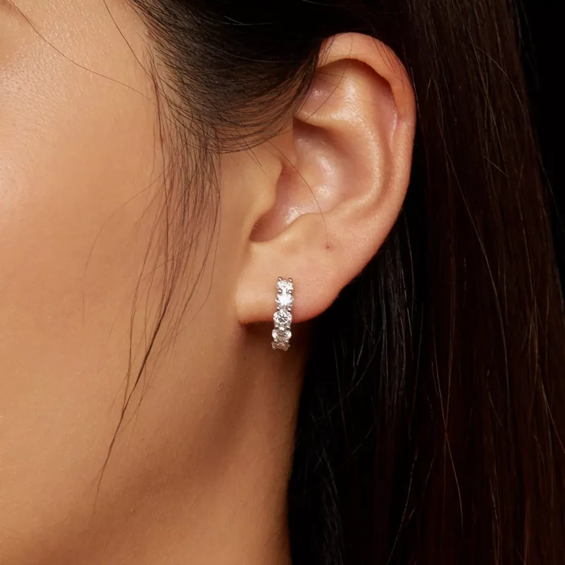 (resim) Pandora tarzı Yarı Halka Moissanite Elmas Küpe - MSE033 - Görüntüle 6