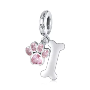 (resim) Pandora tarzında Pembe Köpek Pati Kemik Asma - SCC2127-PK