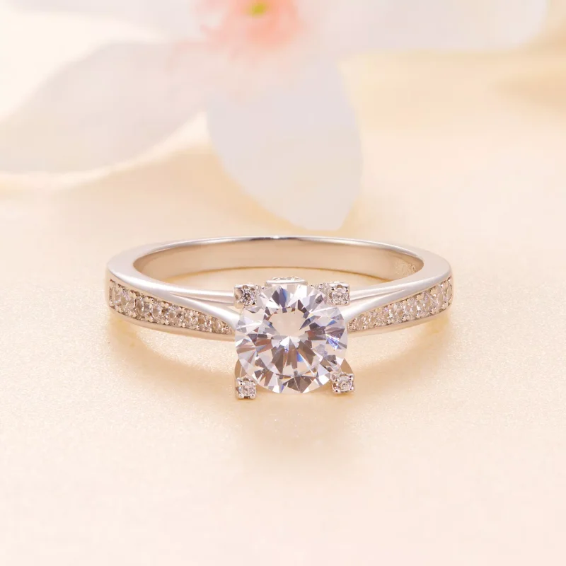 (resim) Pandora tarzında zarif Moissanite düğün yüzüğü - MSR026 - Görüntüle 3