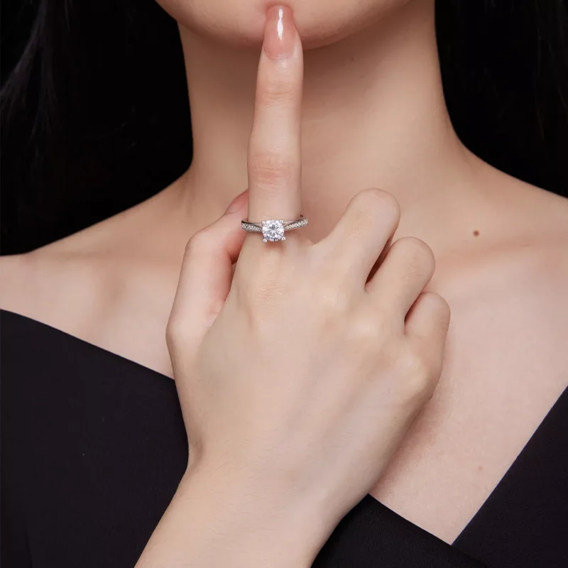 (resim) Pandora tarzında zarif Moissanite düğün yüzüğü - MSR026 - Görüntüle 6