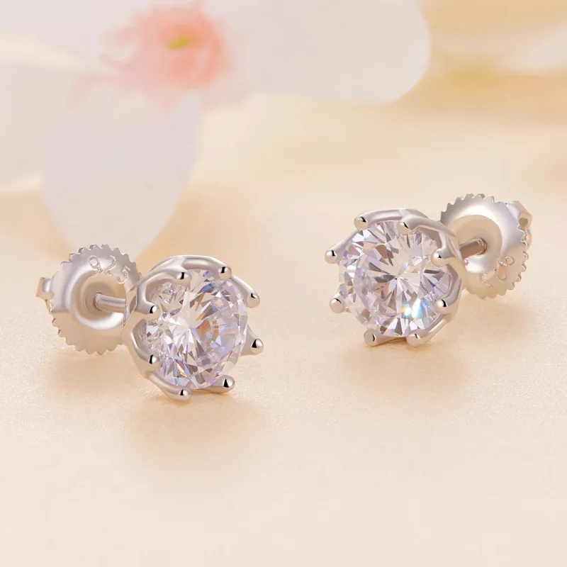 (resim) Pandora tarzında zarif Moissanite Küpe (İki Sertifika) - MSE016-L - Görüntüle 4