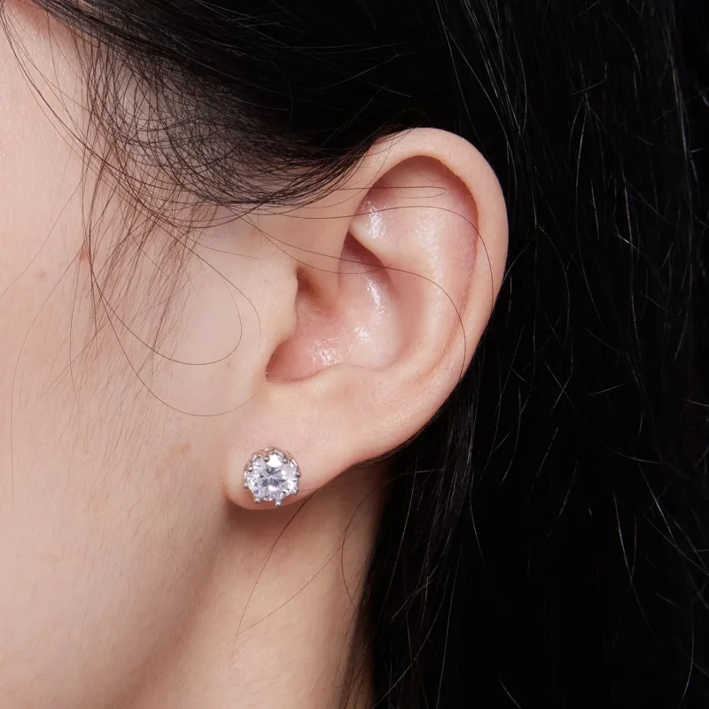 (resim) Pandora tarzında zarif Moissanite Küpe (İki Sertifika) - MSE016-L - Görüntüle 5