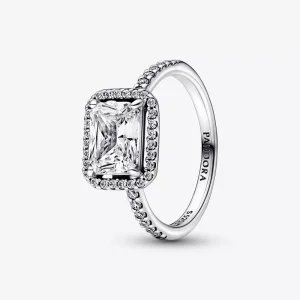 (resim) Pandora Dikdörtgen Işıltılı Halo Yüzük - 192391C01