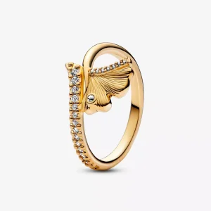 (resim) Pandora Ginkgo 14k altın kaplama yüzük - 162444C01