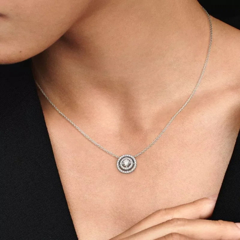 (resim) Pandora Işıltılı Çift Halo Collier Kolye - 399414C01-45 - Görüntüle 4