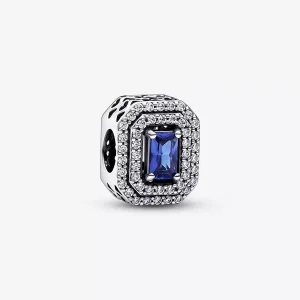 (resim) Pandora Mavi Parlak Düzeyli Dikdörtgen Charm - 792385c01