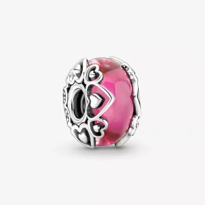 (resim) Pandora Reveal Your Love Pembe Murano Cam Charm - 791159C00